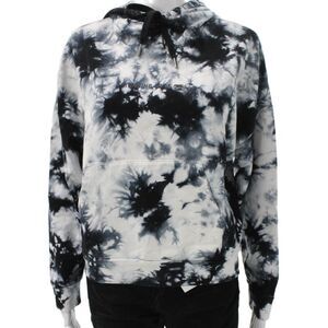 Running Bare Womens Black Tie Dye Cotton Pullover Hoodie Long Sleeve Size 8